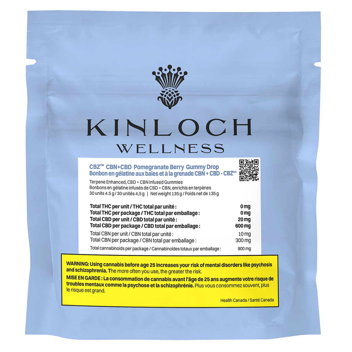 Kinloch - CBZ™- CBN + CBD Pomegranate Berry Gummy Drop 30 Pack